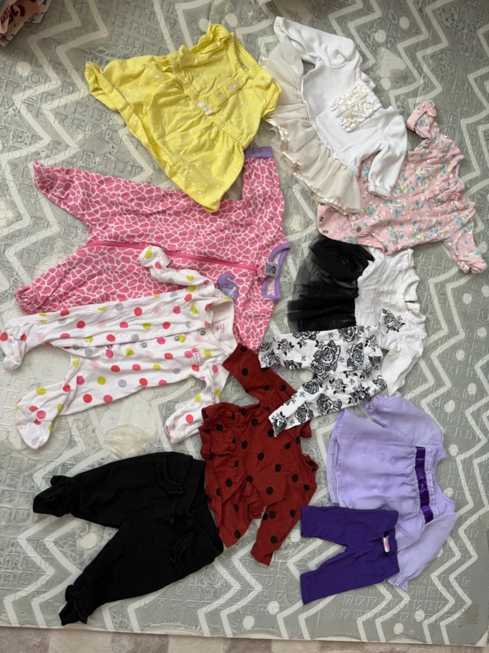 Carter's Mixed Girls Clothing Lot in Yellow, Pink, White, Black, Purple bundles